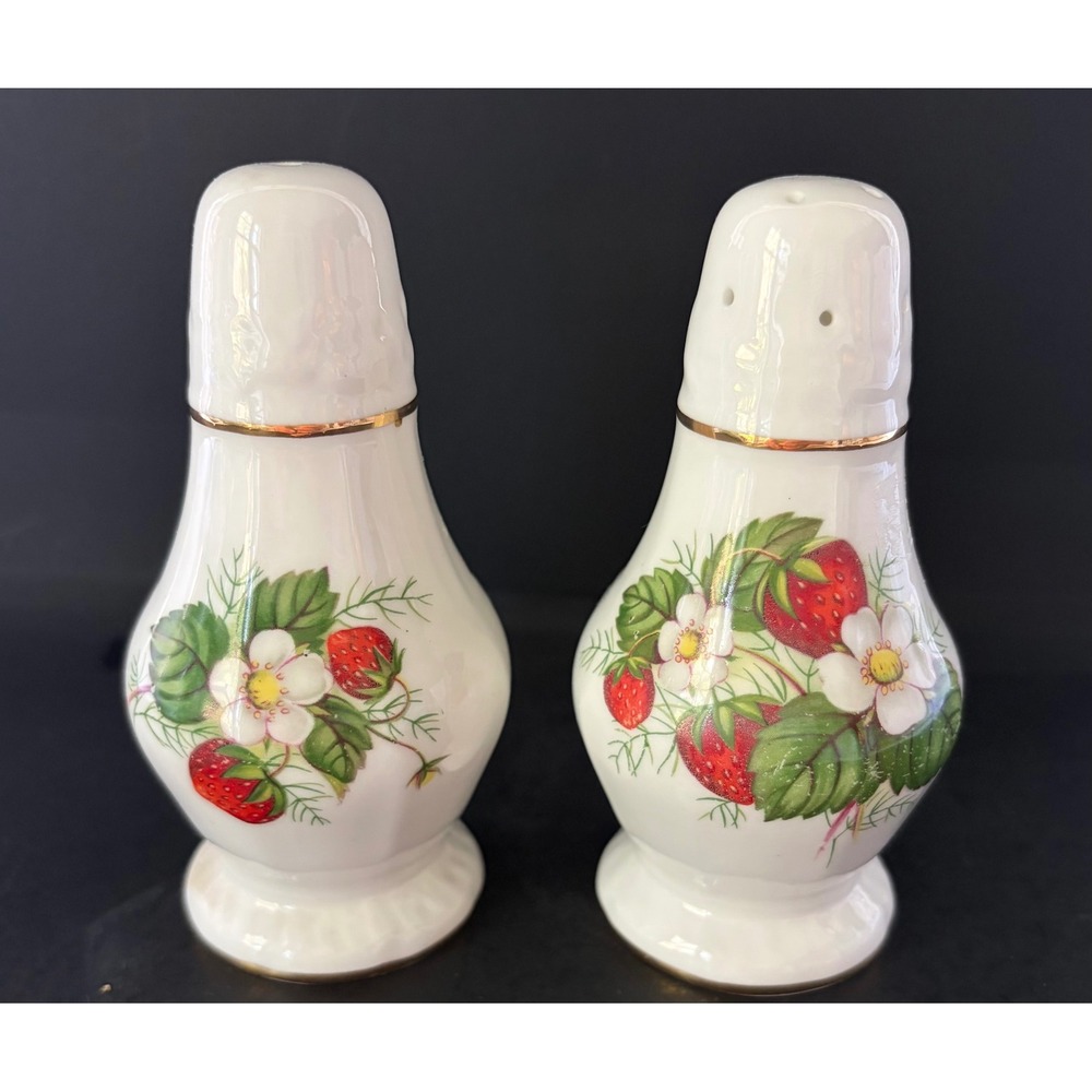 Hammersley Vintage Strawberry  Bone China Salt & Pepper Shakers Made in England